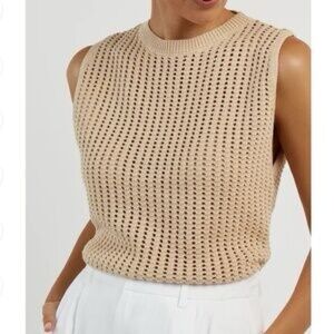 DISSH DENNY CROCHET KNIT TOP in tan